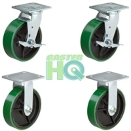 CASTERHQ 4"x2" Tool Box Kit, Green Polyurethane Wheel, 700 Lbs Capacity CB-9TBGP42